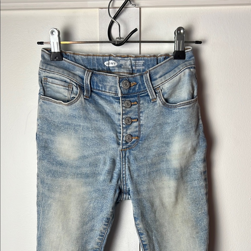 OLD NAVY Kids Rockstar High Rise Super Skinny  Distressed Blue Jegging Jeans